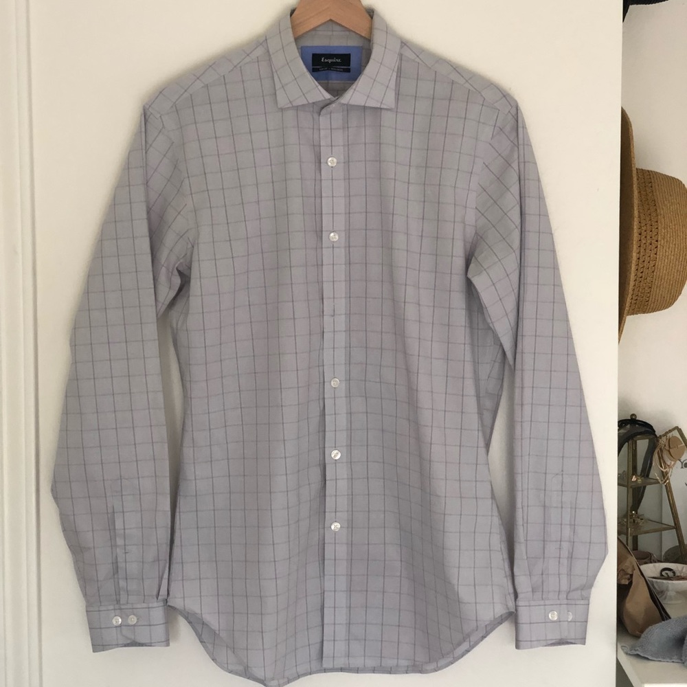 Esquire dress shirt - slim fit - grey with purple